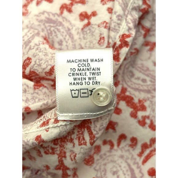 Xirena Women's Red Purple Button Up Tunic Style Paisley Printed Blouse Medium - Picture 7 of 8